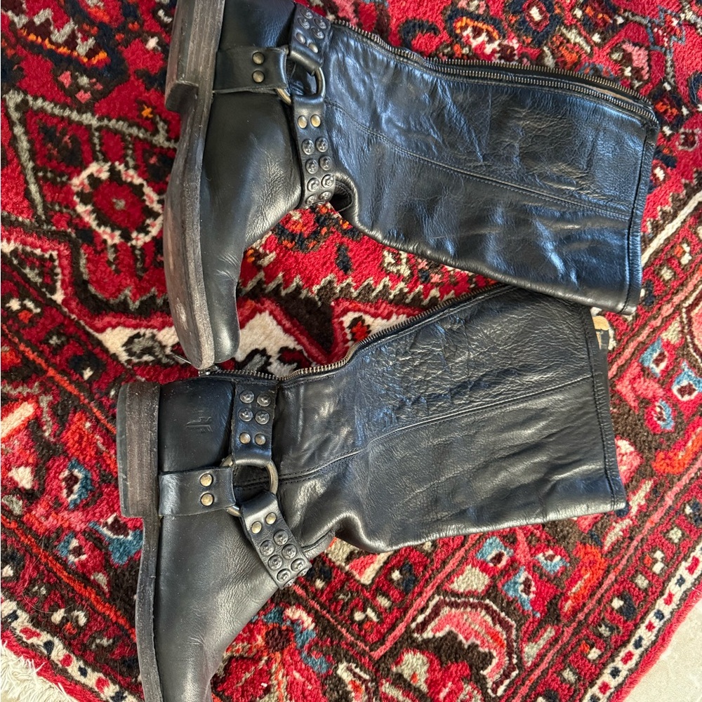 Black Leather Studded Boots